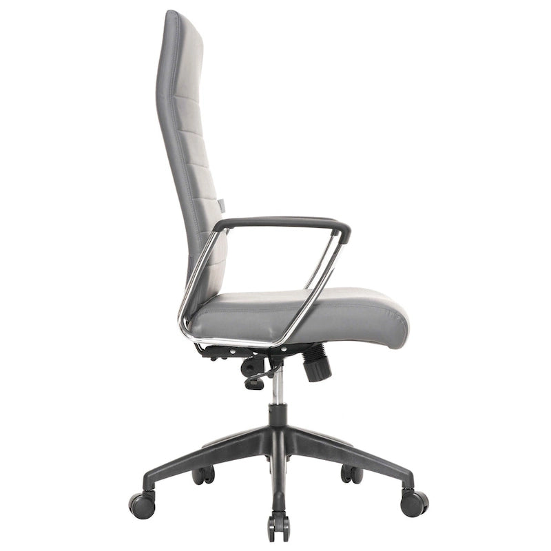 High-Back Leather Office Chair with Adjustable Height, Swivel & Tilt Lock, 5-Wheel Casters