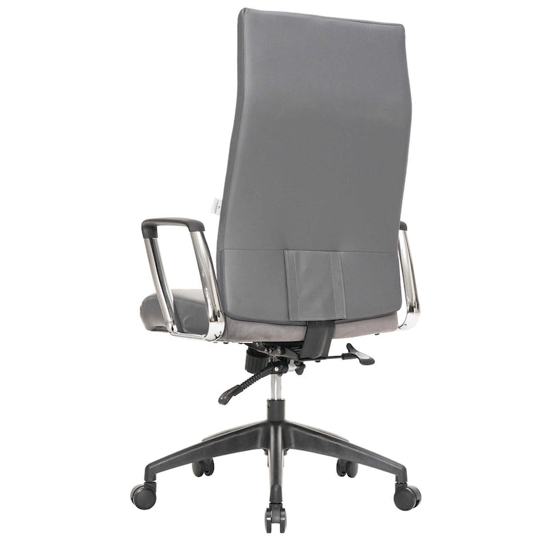 High-Back Leather Office Chair with Adjustable Height, Swivel & Tilt Lock, 5-Wheel Casters