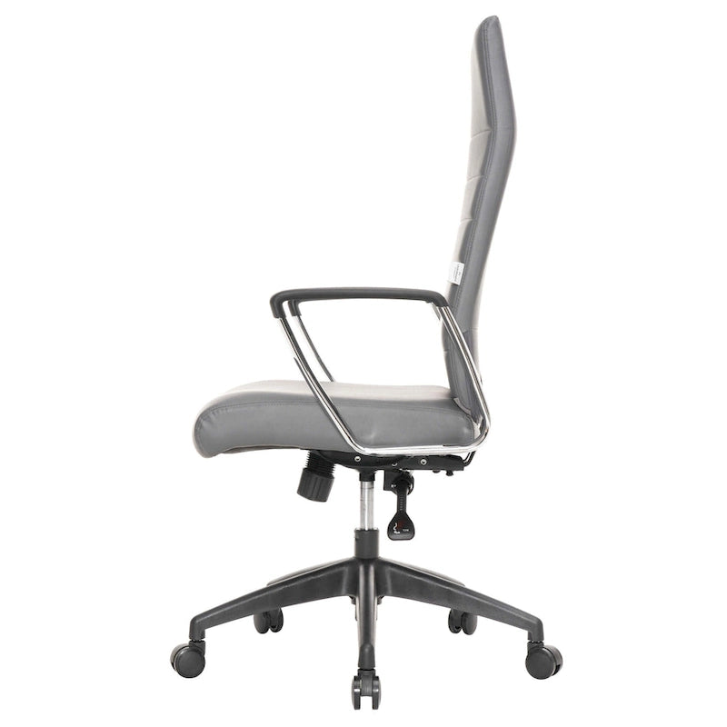 High-Back Leather Office Chair with Adjustable Height, Swivel & Tilt Lock, 5-Wheel Casters