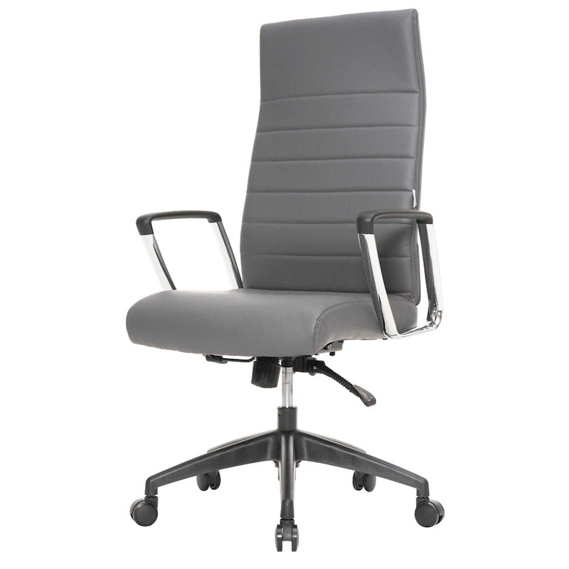 High-Back Leather Office Chair with Adjustable Height, Swivel & Tilt Lock, 5-Wheel Casters