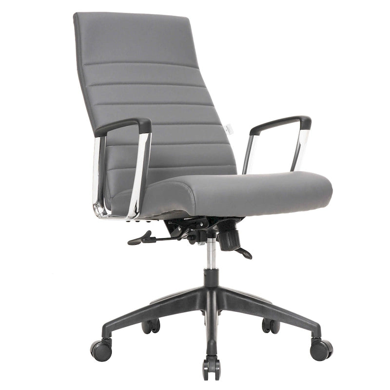 High-Back Leather Office Chair with Adjustable Height, Swivel & Tilt Lock, 5-Wheel Casters