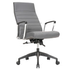 High-Back Leather Office Chair with Adjustable Height, Swivel & Tilt Lock, 5-Wheel Casters