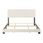 Boucle Upholstered Platform Bed Frame with Padded Headboard | Box Spring Required