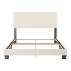 Boucle Upholstered Platform Bed Frame with Padded Headboard | Box Spring Required