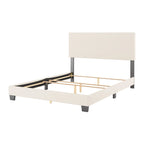 Boucle Upholstered Platform Bed Frame with Padded Headboard | Box Spring Required