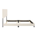 Boucle Upholstered Platform Bed Frame with Padded Headboard | Box Spring Required