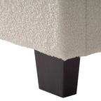 Boucle Upholstered Platform Bed Frame with Padded Headboard | Box Spring Required