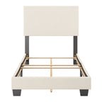 Boucle Upholstered Platform Bed Frame with Padded Headboard | Box Spring Required