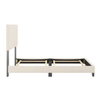 Boucle Upholstered Platform Bed Frame with Padded Headboard | Box Spring Required