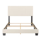 Boucle Upholstered Platform Bed Frame with Padded Headboard | Box Spring Required