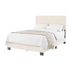 Boucle Upholstered Platform Bed Frame with Padded Headboard | Box Spring Required