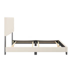Boucle Upholstered Platform Bed Frame with Padded Headboard | Box Spring Required