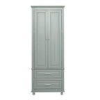 Tall Storage Cabinet with 2 Drawers & Adjustable Shelf, MDF, for Bathroom Office Kitchen, Grey/White