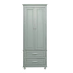 Tall Storage Cabinet with 2 Drawers & Adjustable Shelf, MDF, for Bathroom Office Kitchen, Grey/White