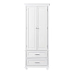 Tall Storage Cabinet with 2 Drawers & Adjustable Shelf, MDF, for Bathroom Office Kitchen, Grey/White