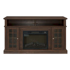 58" TV Stand for TVs up to 65" with 23" Electric Fireplace Insert, Storage Cabinets, Gray Wash/Espresso