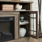 58" TV Stand for TVs up to 65" with 23" Electric Fireplace Insert, Storage Cabinets, Gray Wash/Espresso