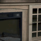 58" TV Stand for TVs up to 65" with 23" Electric Fireplace Insert, Storage Cabinets, Gray Wash/Espresso