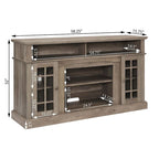58" TV Stand for TVs up to 65" with 23" Electric Fireplace Insert, Storage Cabinets, Gray Wash/Espresso