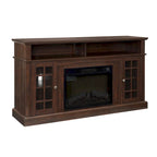 58" TV Stand for TVs up to 65" with 23" Electric Fireplace Insert, Storage Cabinets, Gray Wash/Espresso