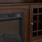 58" TV Stand for TVs up to 65" with 23" Electric Fireplace Insert, Storage Cabinets, Gray Wash/Espresso