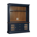 Entertainment Center TV Stand with Glass Doors, LED Light & Cord Management, 65" TV
