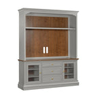Entertainment Center TV Stand with Glass Doors, LED Light & Cord Management, 65" TV