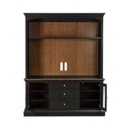 Entertainment Center TV Stand with Glass Doors, LED Light & Cord Management, 65" TV