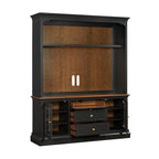 Entertainment Center TV Stand with Glass Doors, LED Light & Cord Management, 65" TV