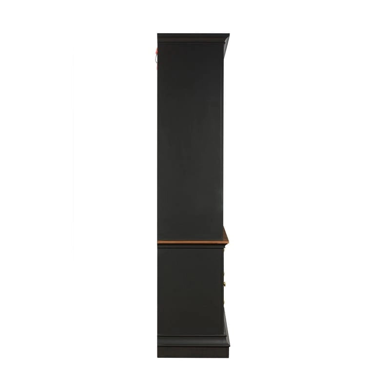 Entertainment Center TV Stand with Glass Doors, LED Light & Cord Management, 65" TV
