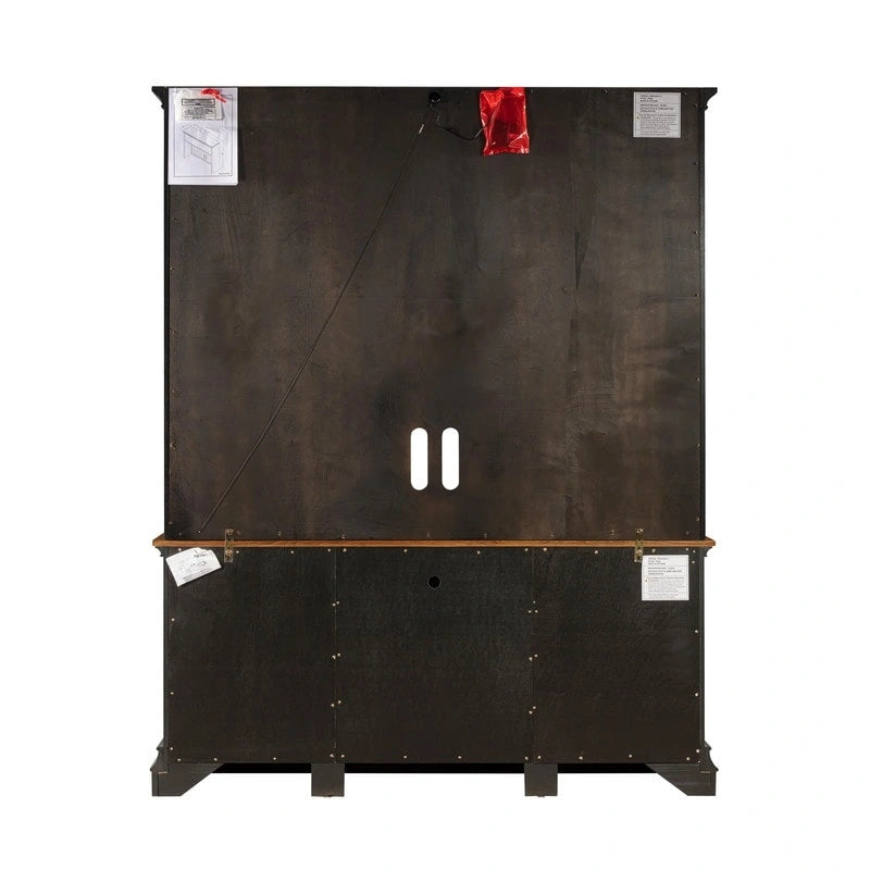 Entertainment Center TV Stand with Glass Doors, LED Light & Cord Management, 65" TV