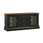 Entertainment Center TV Stand with Glass Doors, LED Light & Cord Management, 65" TV