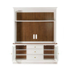 Entertainment Center TV Stand with Glass Doors, LED Light & Cord Management, 65" TV