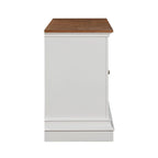 Entertainment Center TV Stand with Glass Doors, LED Light & Cord Management, 65" TV