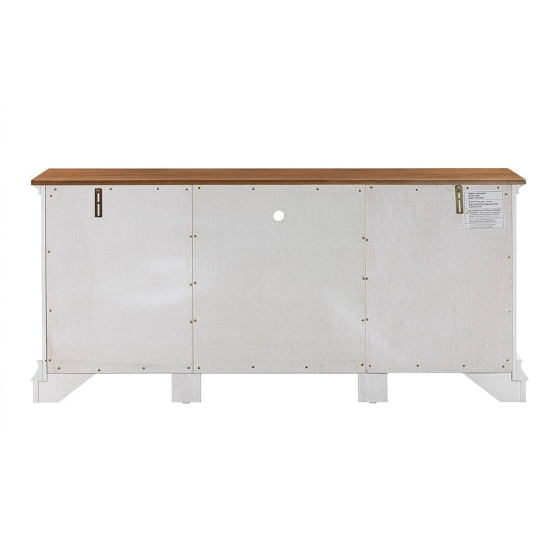 Entertainment Center TV Stand with Glass Doors, LED Light & Cord Management, 65" TV