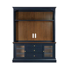 Entertainment Center TV Stand with Glass Doors, LED Light & Cord Management, 65" TV
