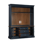 Entertainment Center TV Stand with Glass Doors, LED Light & Cord Management, 65" TV