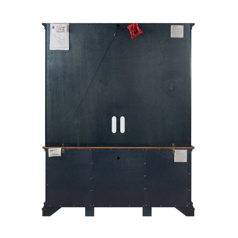 Entertainment Center TV Stand with Glass Doors, LED Light & Cord Management, 65" TV