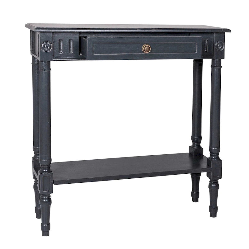 Farmhouse Wood Console Table with Drawer, 31.5" W x 9.8" D x 31.5" H, Available in Black, Grey & White