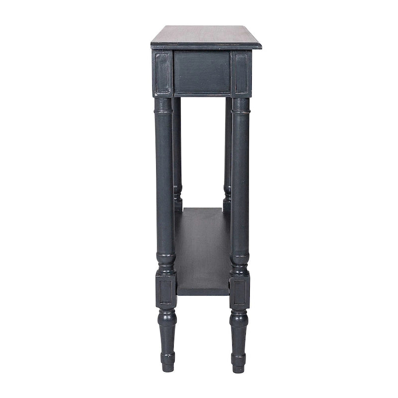 Farmhouse Wood Console Table with Drawer, 31.5" W x 9.8" D x 31.5" H, Available in Black, Grey & White