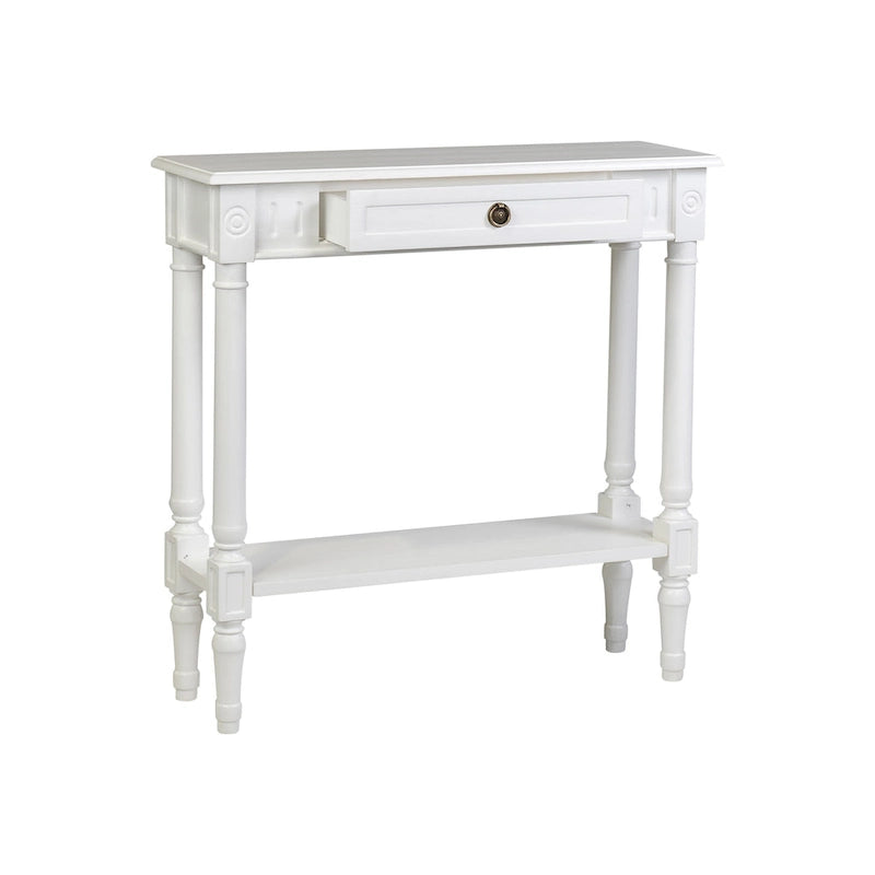 Farmhouse Wood Console Table with Drawer, 31.5" W x 9.8" D x 31.5" H, Available in Black, Grey & White