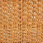 Natural Rattan Console Table, Bohemian Half-Moon Tabletop, Handwoven, 42W x 18.5D x 31.5H in.
