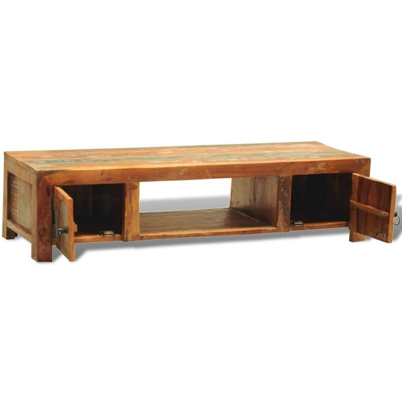Reclaimed Wood TV Stand with 2 Doors, Vintage Style, 47" Solid Wood Media Console