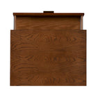2-Drawer Nightstand with Bronze Pulls | Medium Brown Ash Wood | 27H x 25.25W x 18.5D | Tapered Legs