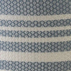 20" Round Pouf Ottoman - Blue & White Striped, Polyester, Indoor/Outdoor Footrest