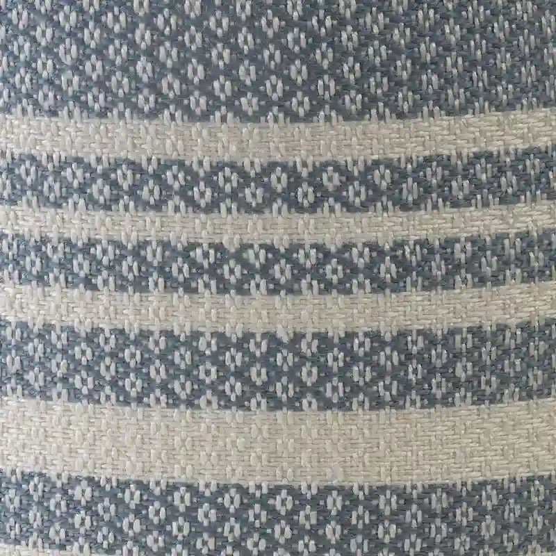 20" Round Pouf Ottoman - Blue & White Striped, Polyester, Indoor/Outdoor Footrest