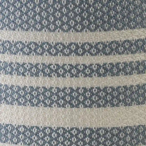 20" Round Pouf Ottoman - Blue & White Striped, Polyester, Indoor/Outdoor Footrest