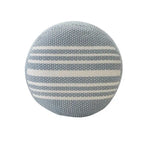 20" Round Pouf Ottoman - Blue & White Striped, Polyester, Indoor/Outdoor Footrest