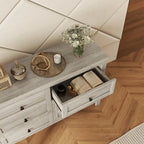 6-Drawer Farmhouse Dresser, Particle Board Storage Cabinet, 52.6" W, White or Antique Gray