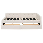 Full Size Upholstered Platform Bed with USB Charging Ports & 2 Storage Drawers, Beige Linen